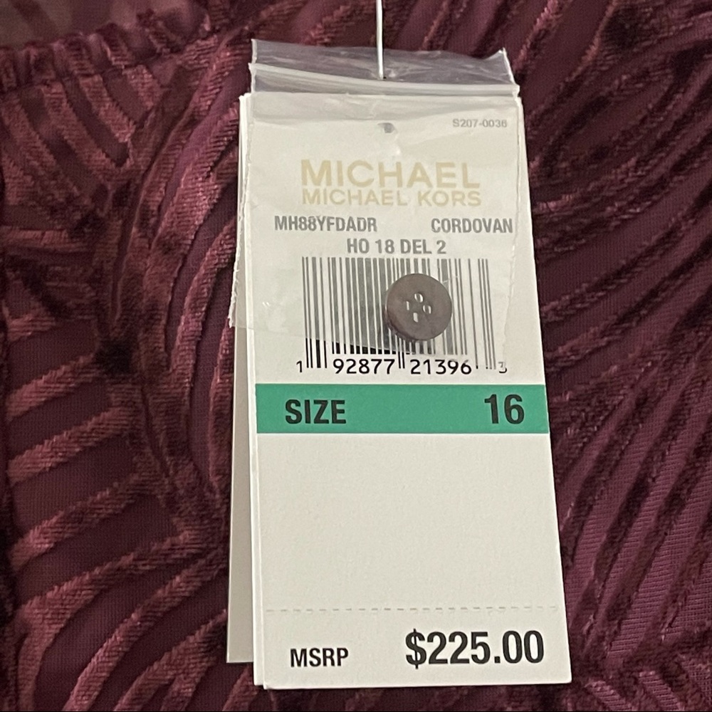MICHAEL KORS Women's Cordovan Velvet Flocked Flutter-sleeve Shift Dress size 16 - Picture 11 of 16